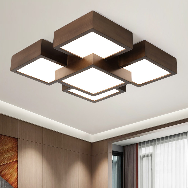 客厅灯大灯中式吸顶灯实木胡桃色主卧灯具方形中国风新中式卧室灯,家装灯饰光源,客厅吸顶灯,淘宝优惠券,粉丝福利购,淘宝优惠卷