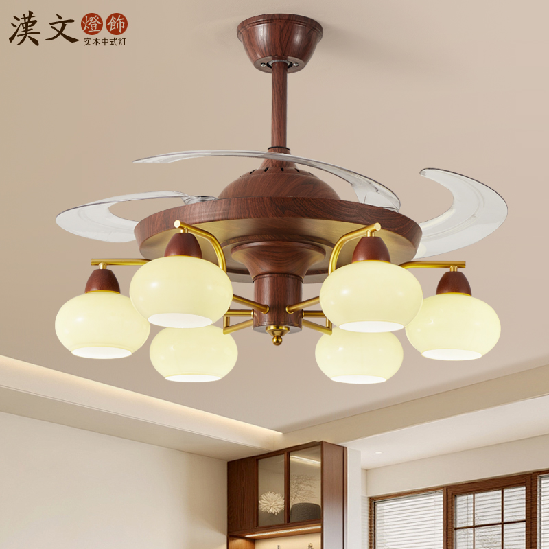 中古风隐形风扇灯2025新款客厅卧室风扇吊灯法式复古餐厅大厅主灯