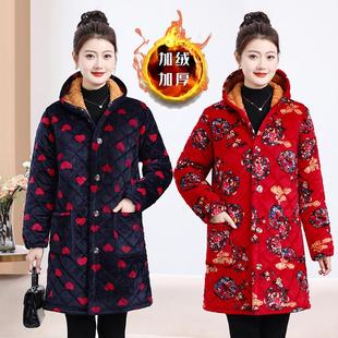 加绒加厚围裙年轻漂亮厨房大码 罩衣耐脏外穿外套棉服女 秋冬中长款