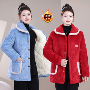 女士上班穿的罩衣冬天罩衣女新款新款加绒保暖时尚棉衣外套家居服