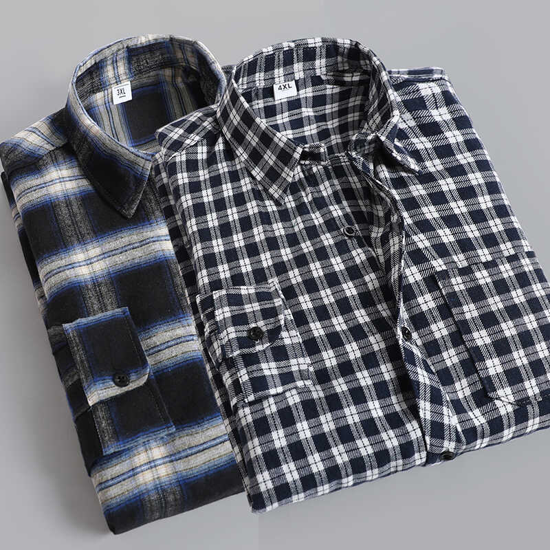 格子衬衫舒适透气休闲不易皱长袖