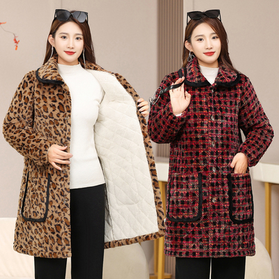 新款女士加绒加厚棉衣中长款