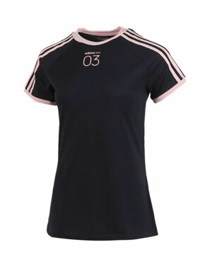 adidas neo  W CS 3S Tee 三条纹印花紧身短袖  插肩袖T恤GL1190