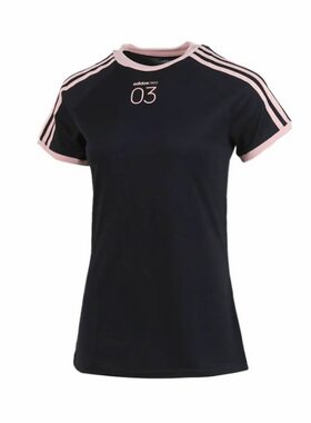 adidas neo  W CS 3S Tee 三条纹印花紧身短袖  插肩袖T恤GL1190
