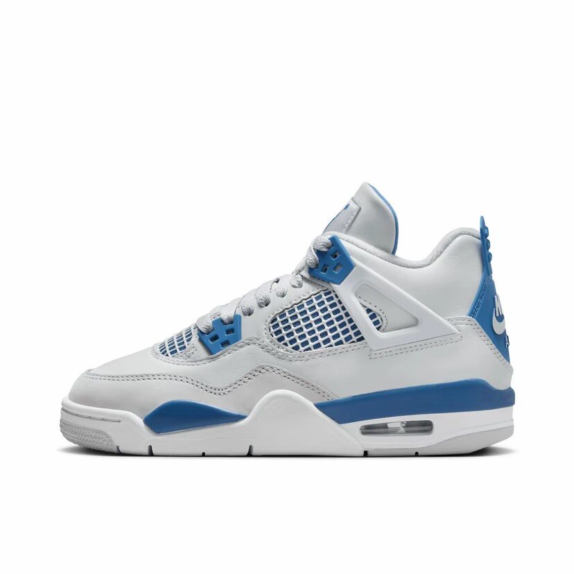 JordanAir Jordan 4 皮革 高帮 篮球鞋 灰蓝 男女同款HF4281-141