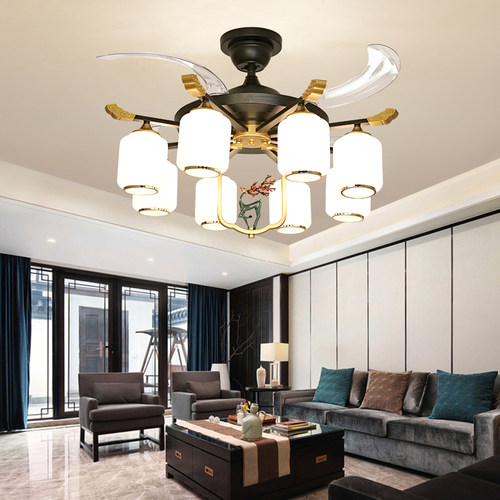 风扇吊灯一体客厅灯现代新中式