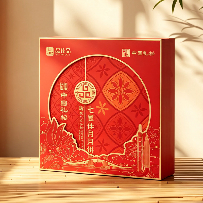 七星伴月蛋黄白莲蓉陈皮红豆沙金腿果仁黑芝麻月饼中秋礼盒