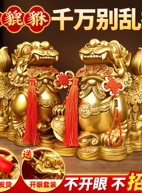 貔貅招财摆件客厅聚纯铜公母