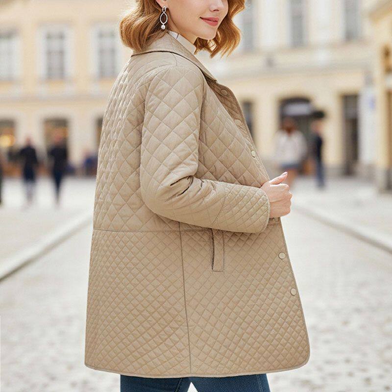 中长款薄款棉服女2025秋冬大码中老年妈妈款菱格宽松显瘦棉袄棉衣