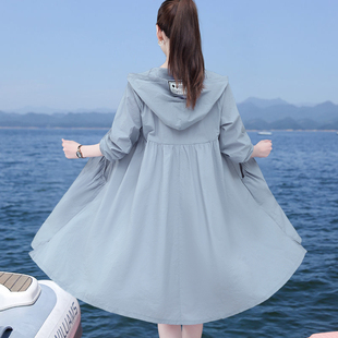 长款防晒衣夏季女款2024新款薄款宽松户外防紫外线透气防晒服外套