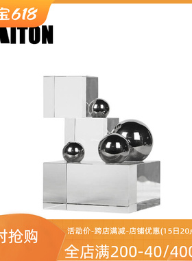 简约透明水晶金属电镀装u饰多球摆件样板间售楼处客厅软装饰品