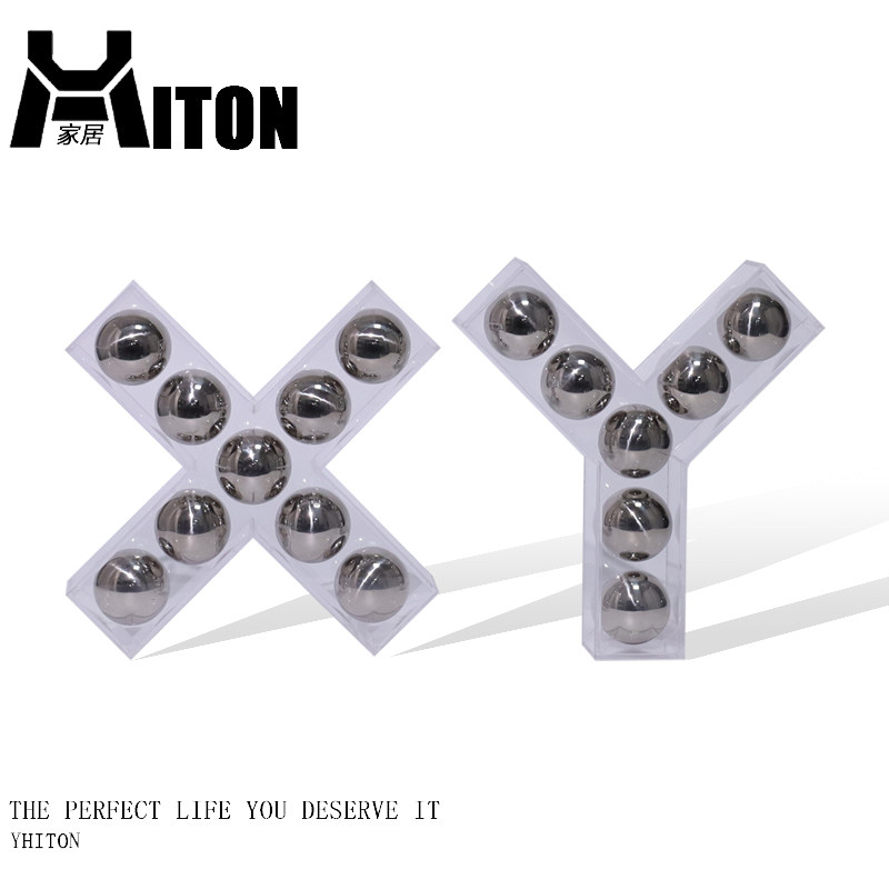 简约现代不锈钢球字母摆件亚克力样板间客厅电视柜创意线条装饰品