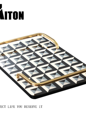 新古典风后现代黑白魔方木质托盘