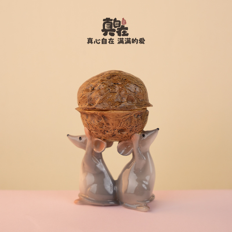 可爱小老鼠摆件创意微景观公仔动物树脂家居装饰品生日礼物工艺品