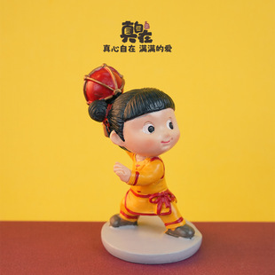 创意可爱中国风摆件酒柜工艺品舞狮公仔手办国潮小装饰醒狮开业