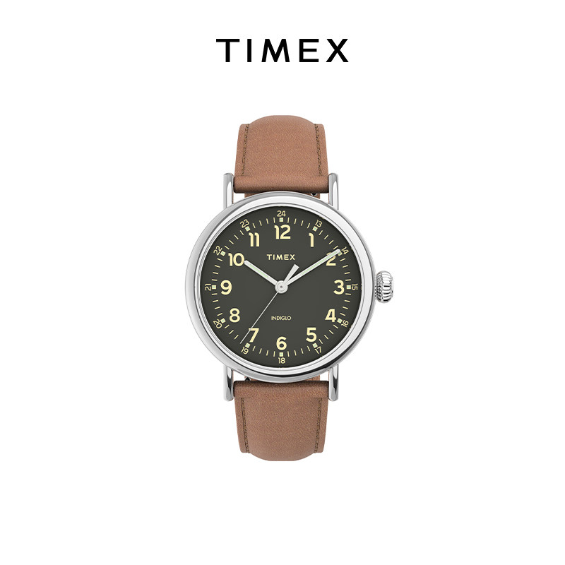 TIMEX夜光皮革复古休闲腕表