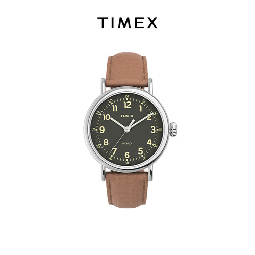 TIMEX夜光皮革复古休闲腕表
