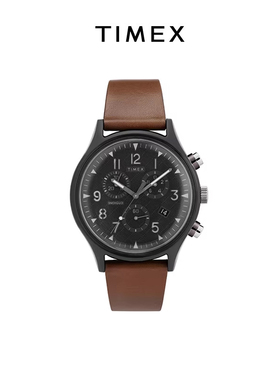TIMEX手表男户外潮流个性复古夜光防水棕色皮带男士腕表TW2T29600