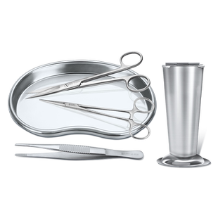 新华医疗手术剪医用镊止血钳不锈钢器械盘镊子筒医用镊子弯头直头