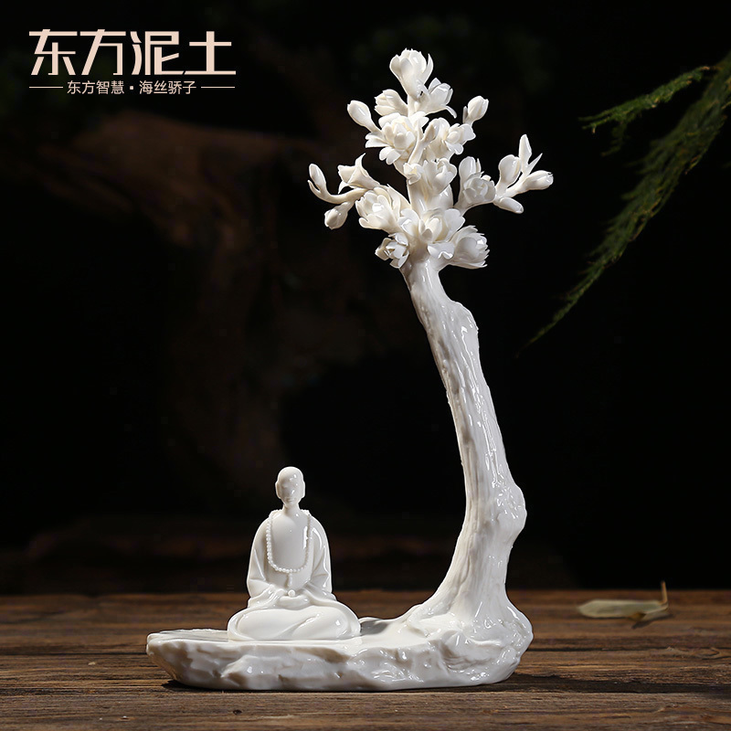 东方泥土德化白瓷艺术品创意陶瓷工艺品禅意装饰摆件/一花一世界-封面