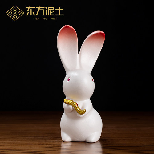 送朋友礼物可爱招财玉兔摆件