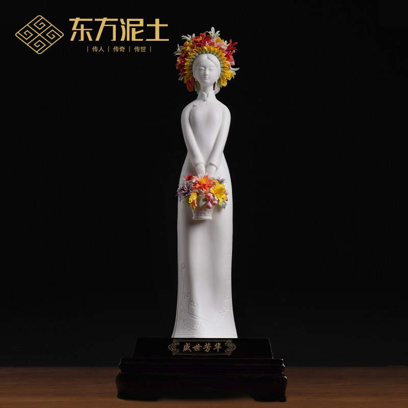 盛世芳华簪花美女雕塑艺术品