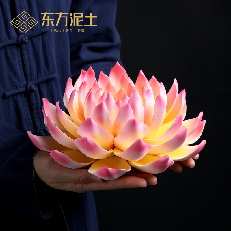 东方风泥土陶瓷电视柜帝王莲花