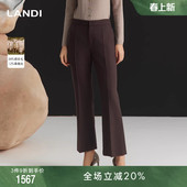长裤 微喇西装 LANDI深咖色绵羊毛真丝通勤修身 女冬新品 商场同款