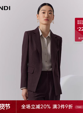 LANDI蓝地深紫红色绵羊毛高级感一粒扣收腰西装外套女西服冬新品