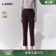 冬新品 女休闲小个子长裤 裤 LANDI蓝地深紫红色绵羊毛通勤显瘦西装