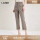 商场同款 女通勤长裤 LANDI浅咖绵羊毛醋酸修身 裤 秋新品 直筒西装