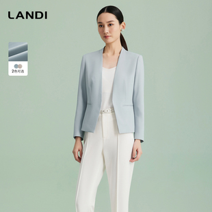 套裙女西服连衣裙多色2024春夏新品 LANDI新中式 雾冰蓝修身 西装