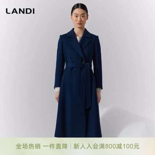 藏蓝色羊毛大衣中长款双面呢