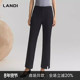 秋新品 裤 商场同款 女前开叉长裤 LANDI藏蓝色肌理感通勤微喇西装