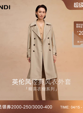 [精英衣橱系列]LANDI蓝地树脂色英伦光泽感风衣外套女长款春新品