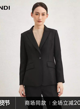 [商场同款]LANDI黑色气质百搭绵羊毛收腰西装外套女西装冬新品