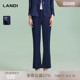 女春新品 显高显瘦长裤 裤 LANDI蓝地蓝松鸦醋酸肌理感高腰微喇西装