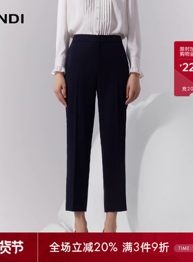 LANDI蓝地藏蓝色轻奢高级感通勤显瘦绵羊毛直筒西装长裤女秋新品