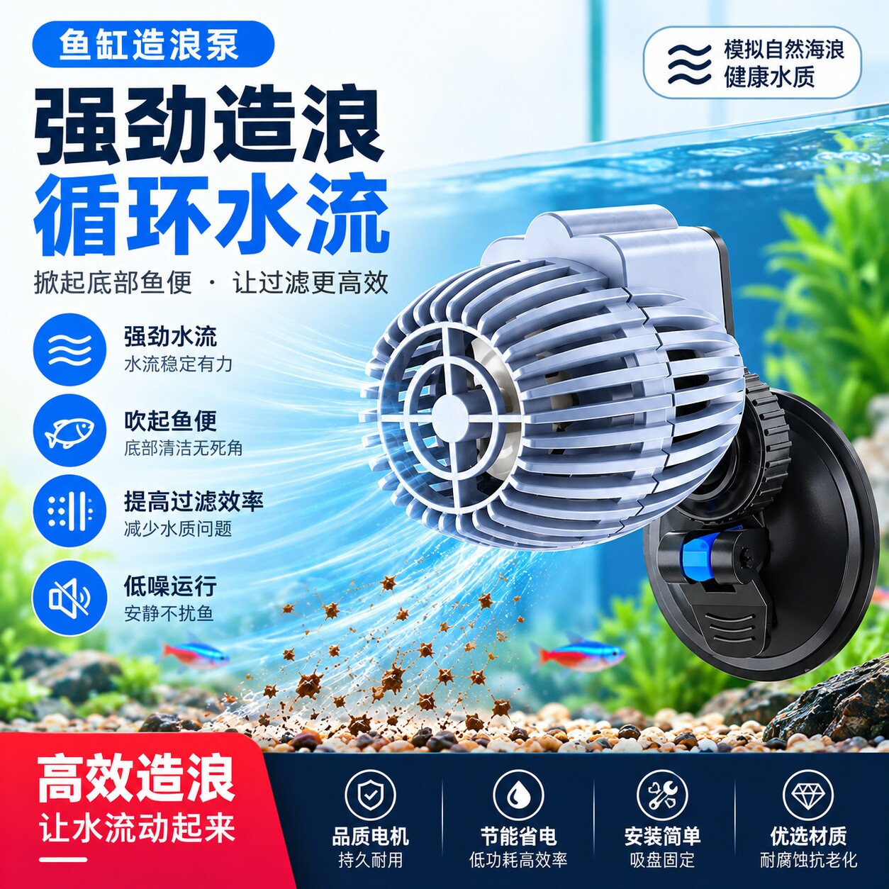 佳璐鱼缸吹粪器造浪泵静音迷你冲浪泵水族箱潜水泵小型底部环流泵