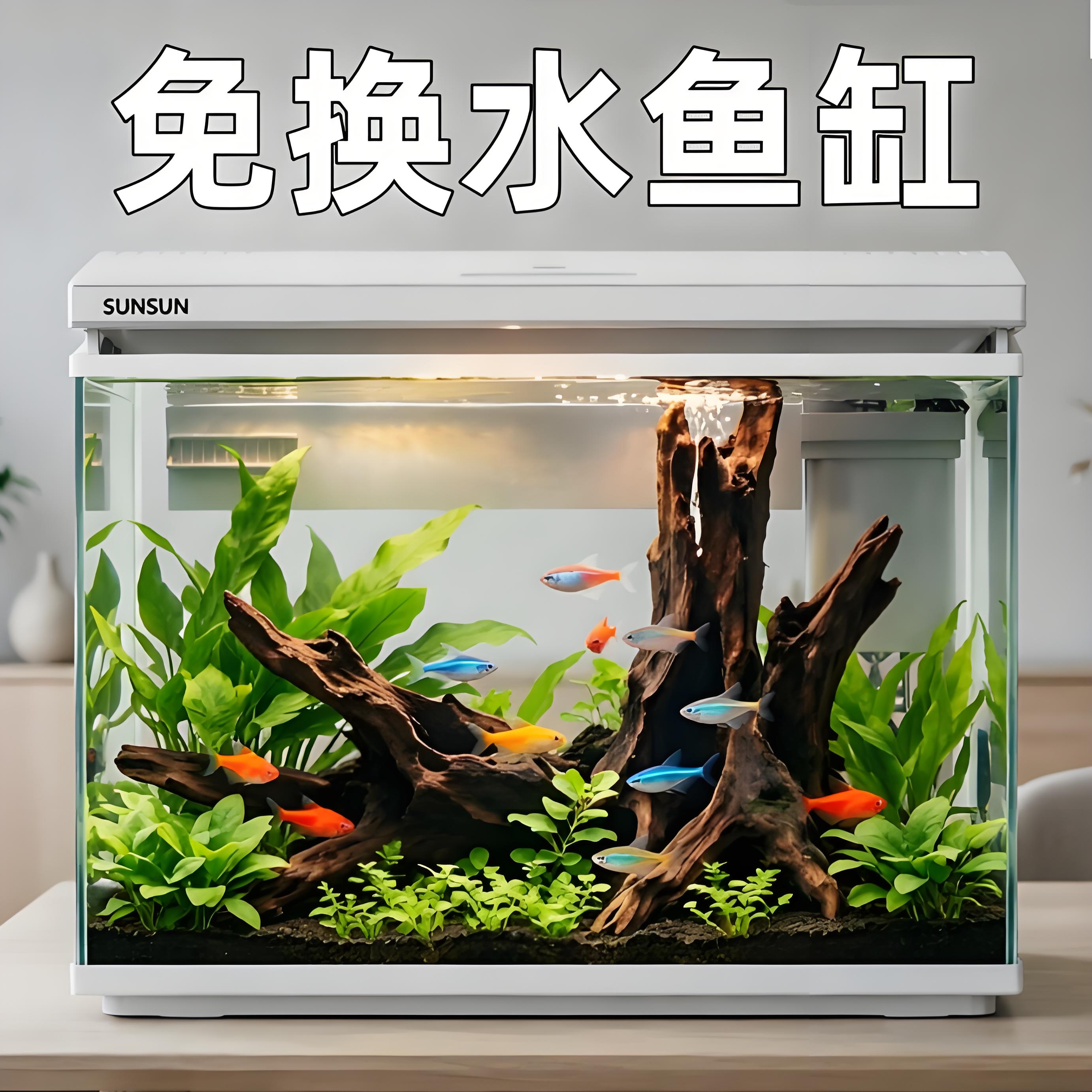 森森观赏型桌面小鱼缸超白玻璃家用免换水自循环生态一体鱼缸佳璐