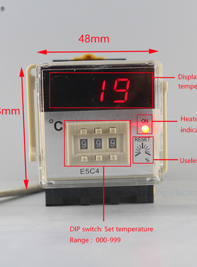 35DIN导轨式温控仪表CJ-E5C4 数显调节式温控表 AC220V K型 PT100