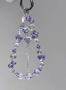 紫韵甜心爆闪紫色爱心链小众设计百搭包包挂件挂饰手机挂链潮好看