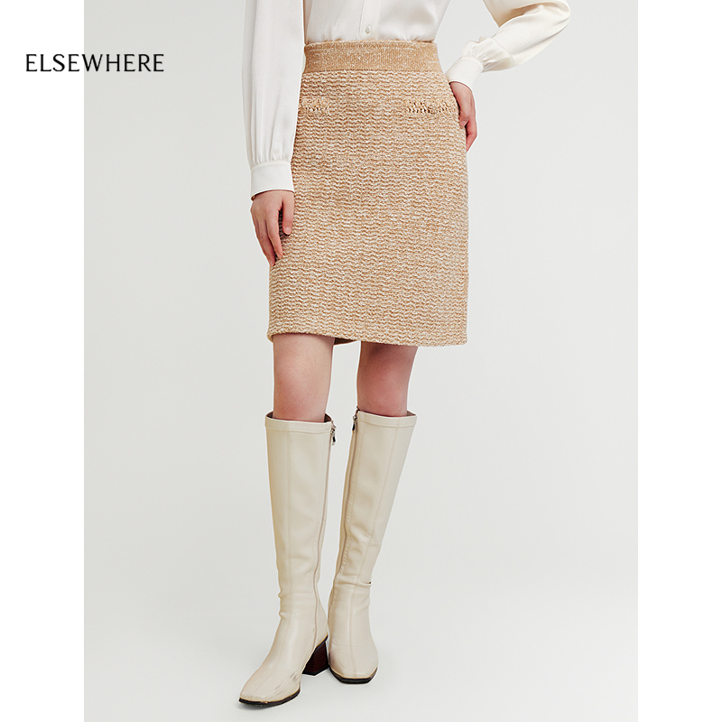 ELSEWHERE珂思针织直筒半身裙