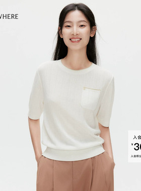 ELSEWHERE珂思【商场同款】圆领短袖针织小衫针织衫女夏季新品