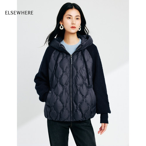 拼接短款羽绒服女ELSEWHERE珂思