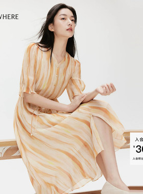 【海韵系列】ELSEWHERE珂思桑蚕丝渐变色桑蚕丝连衣裙夏季新品