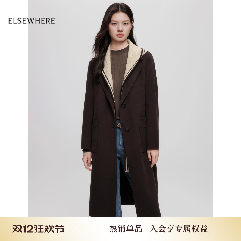 【羊毛桑蚕丝】ELSEWHERE珂思商场同款毛呢大衣女外套2025冬新款 - 封面