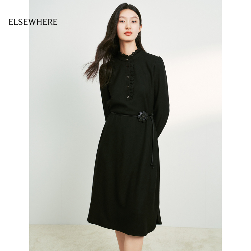 ELSEWHERE珂思绵羊毛修身连衣裙