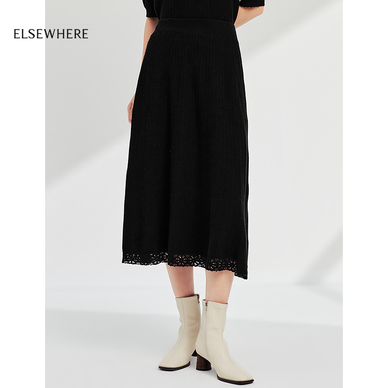 【美丽诺羊毛】ELSEWHERE珂思商场同款文艺针织半身裙25春季新款