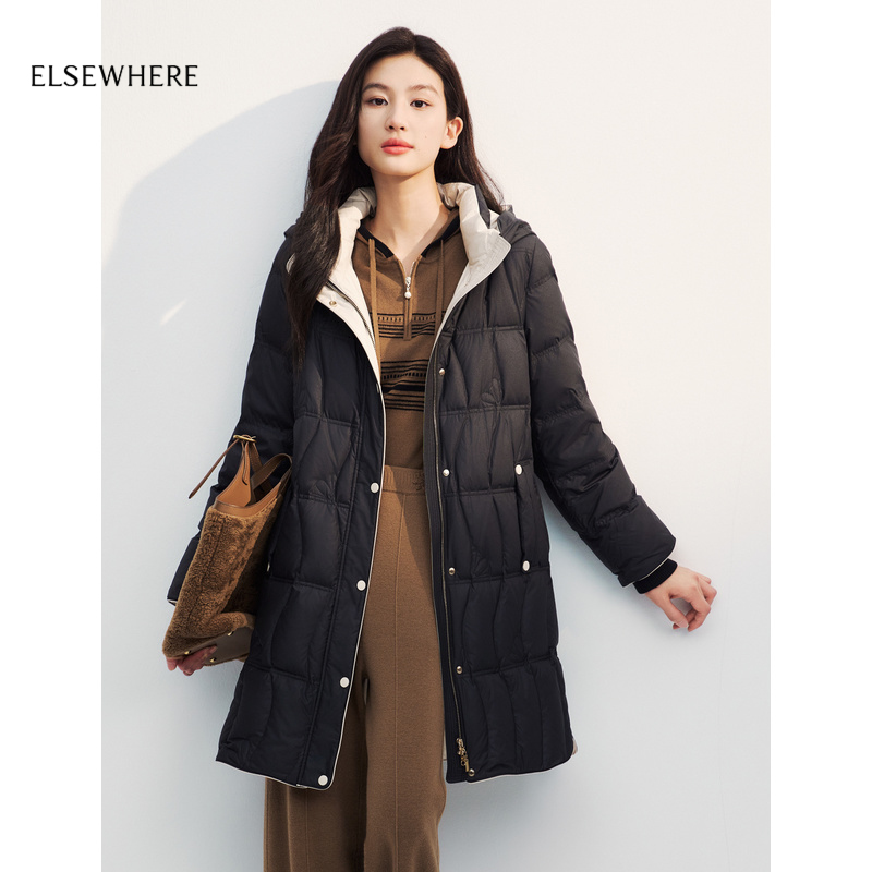 ELSEWHERE珂思白鹅绒长款羽绒服